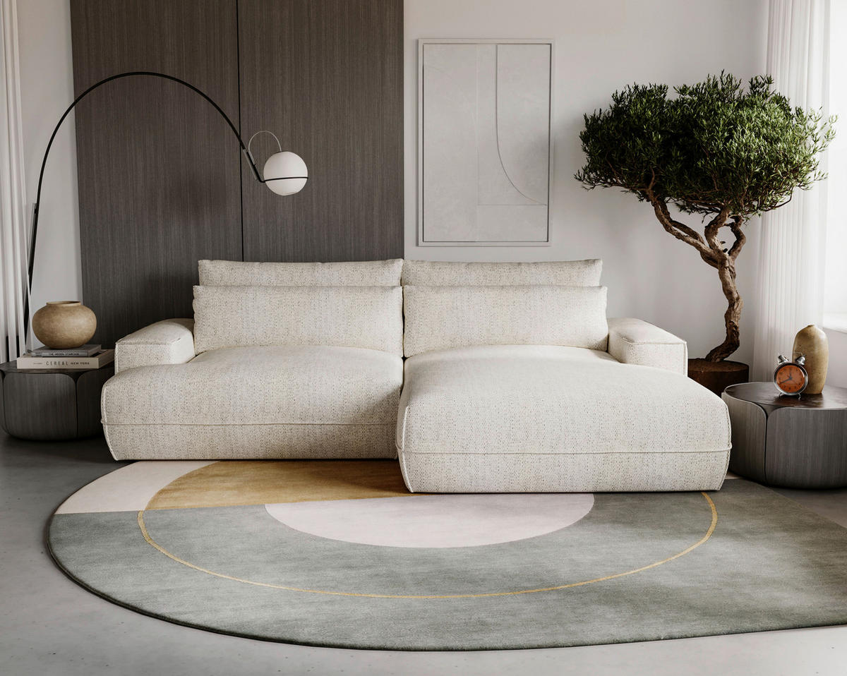 ECKSOFA Struktur Beige  - Beige/Schwarz, Design, Kunststoff/Textil (272/156cm) - Livetastic