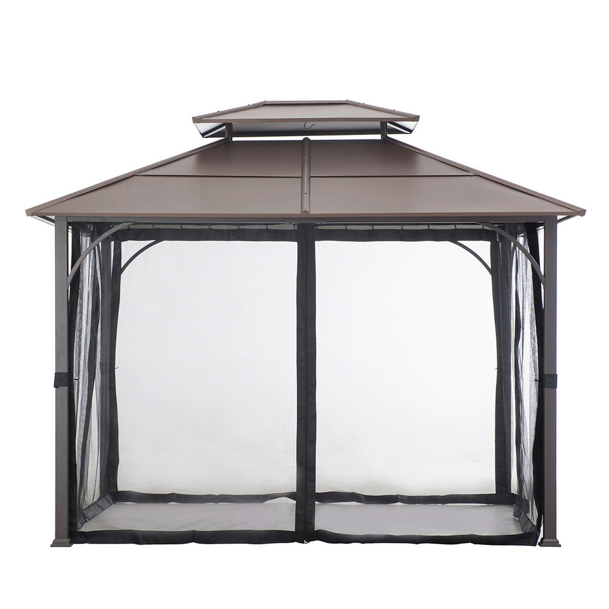 Pavillon inkl. Moskitonetz 366/293/307 cm Stahl  - Dunkelbraun/Schwarz, Basics, Metall (366/293/307cm) - Modante
