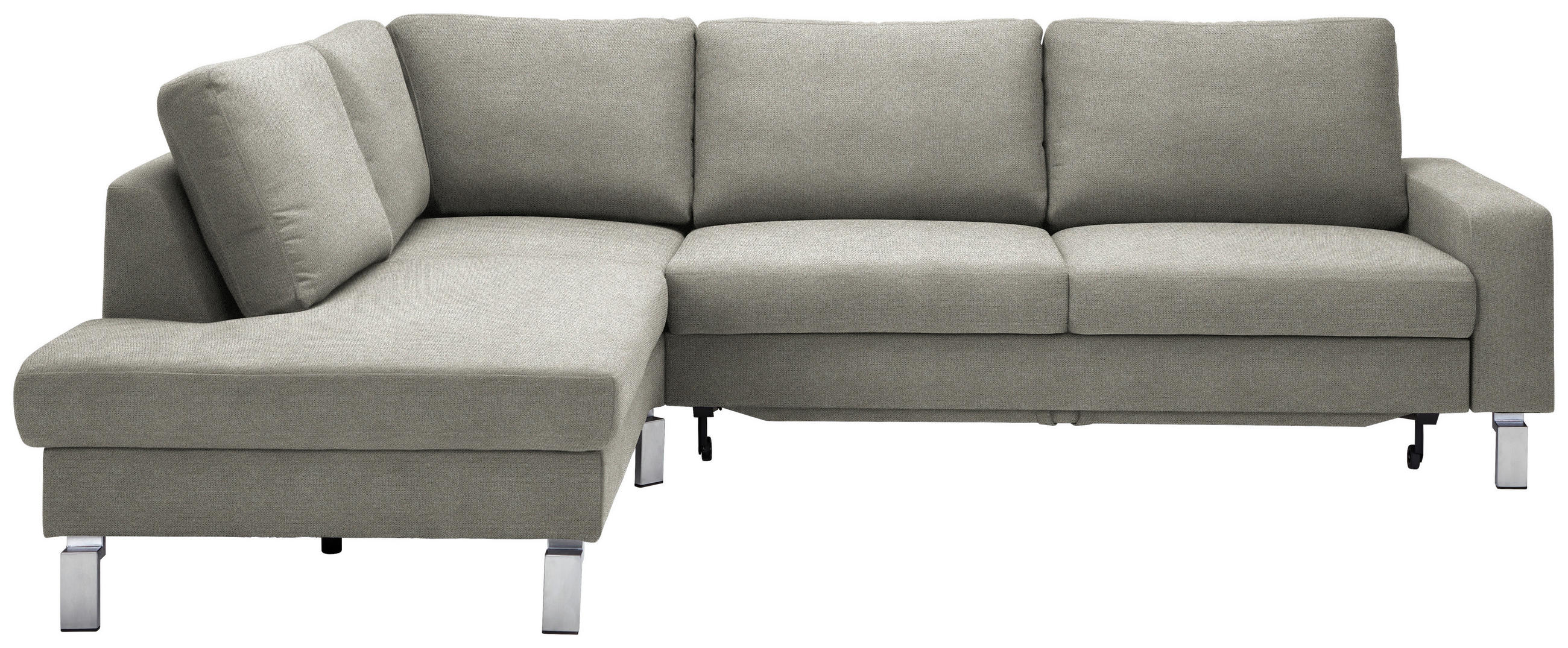 ECKSOFA in Flachgewebe Graubraun  - Chromfarben/Graubraun, Design, Textil/Metall (200/276cm) - Hom`in