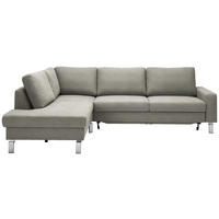 ECKSOFA in Flachgewebe Graubraun  - Chromfarben/Graubraun, Design, Textil/Metall (200/276cm) - Hom`in