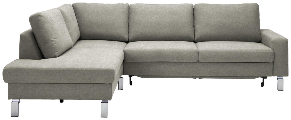 ECKSOFA in Flachgewebe Graubraun  - Chromfarben/Graubraun, Design, Textil/Metall (200/276cm) - Hom`in