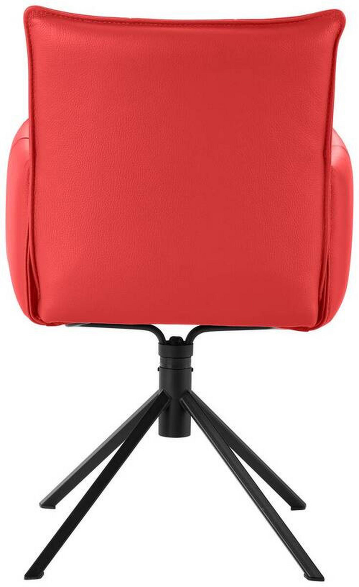 ARMLEHNSTUHL  in Echtleder pigmentiert  - Rot/Schwarz, Design, Leder/Metall (55/85/65cm) - Valnatura