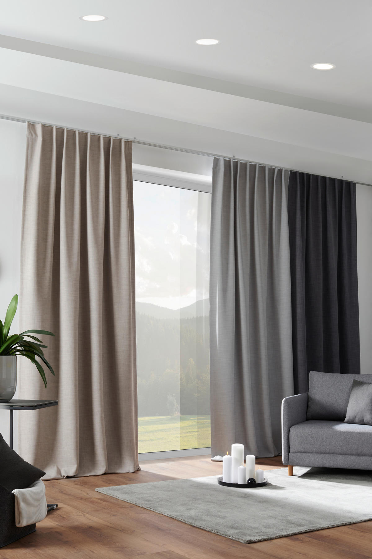 DEKOSTOFF per lfm Verdunkelung  - Dunkelgrau, Basics, Textil (148cm) - Esposa
