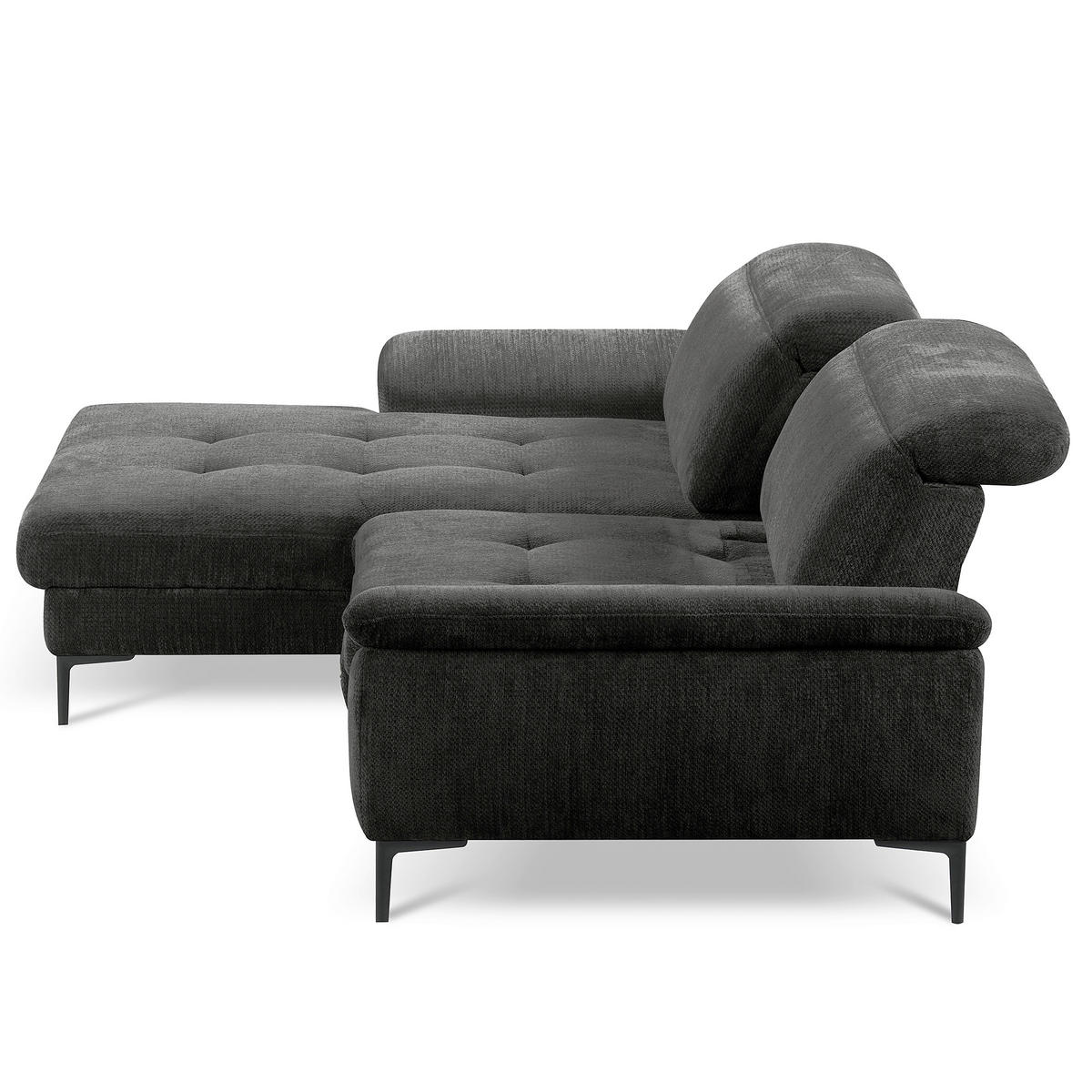 ECKSOFA  Webstoff Schwarz  - Schwarz, Design, Textil/Metall (195/268cm) - Livetastic