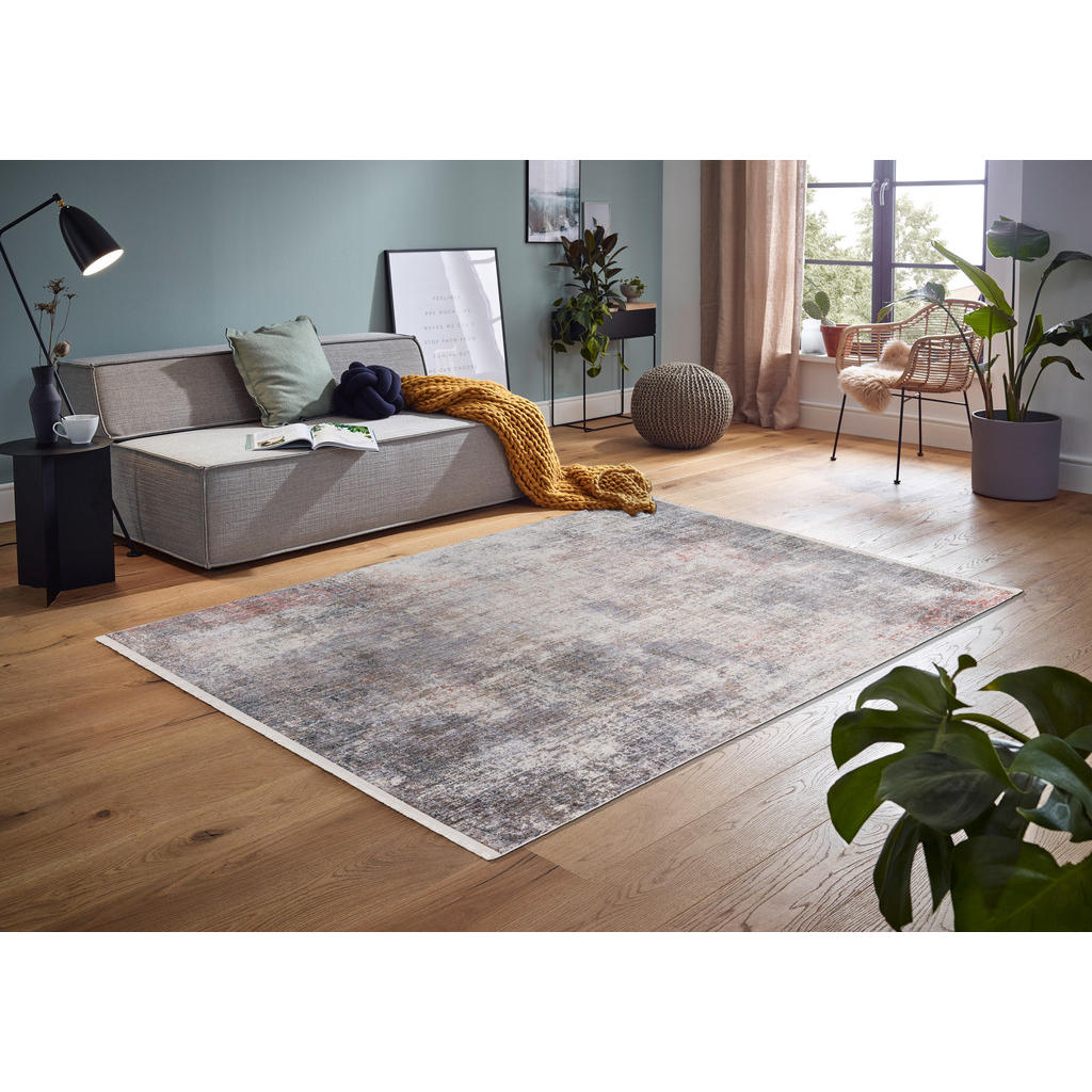 Thumbnail - Novel Webteppich Sarezzo, Silber, Beige, Textil, Abstraktes, rechteckig, 200x290 cm, für Fußbodenheizung geeignet, antis...