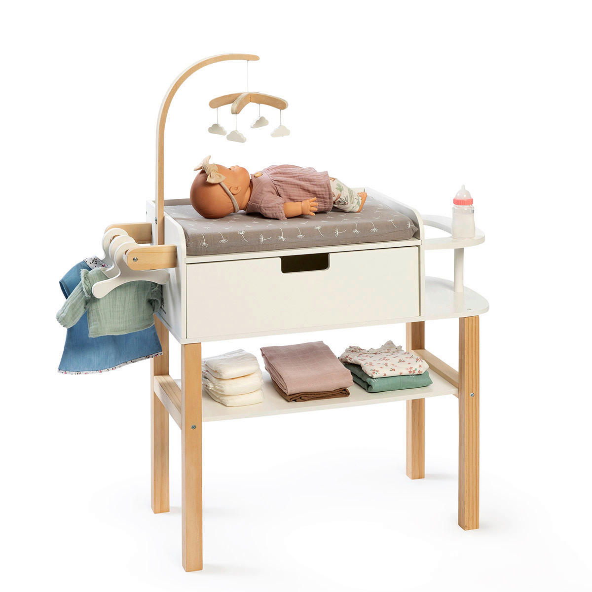 Musterkind Puppenwickelkommode Viola Natur, Weiß 30x90x71 cm
