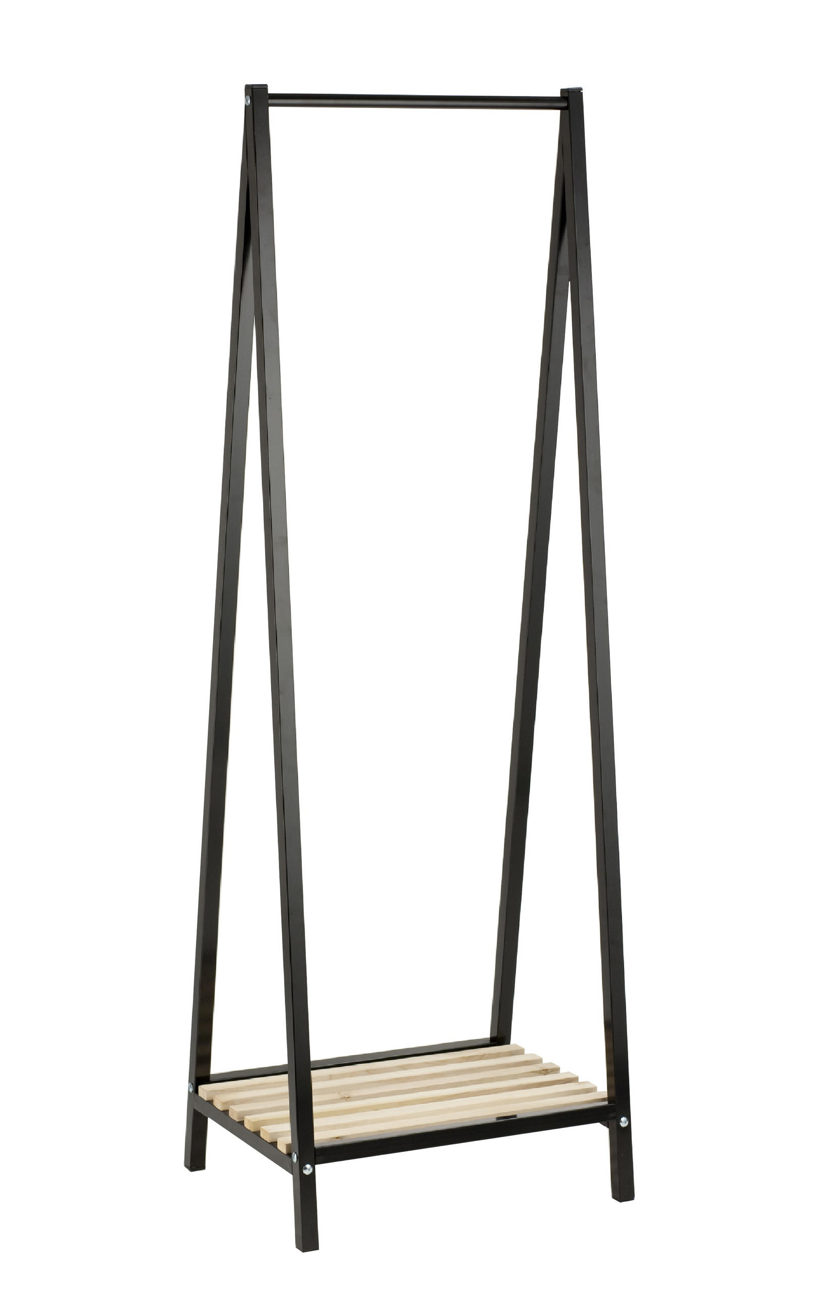 GARDEROBENSTÄNDER in Schwarz, Kieferfarben 53/162/42 cm   - Schwarz/Kieferfarben, Design, Holz/Metall (53/162/42cm)