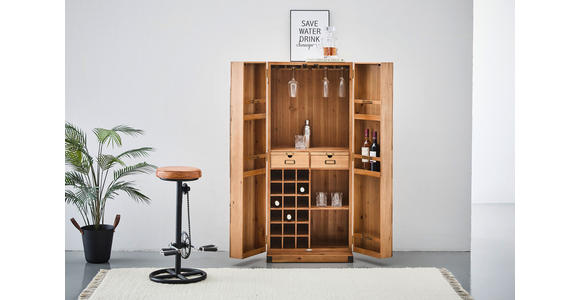 BARSCHRANK Tanne massiv Naturfarben  - Goldfarben/Naturfarben, LIFESTYLE, Holz/Metall (64,5/146,5/45cm) - Landscape