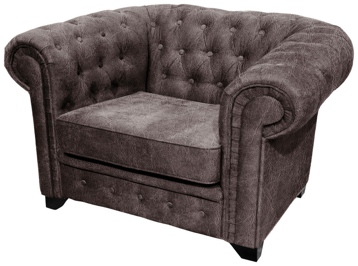 CHESTERFIELD-SESSEL - Schwarz/Braun, KONVENTIONELL, Holz/Holzwerkstoff (91/72/92cm) - Livetastic