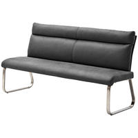 SITZBANK in Metall, Textil Grau  - Edelstahlfarben/Grau, Design, Textil/Metall (180/98/70cm) - Livetastic
