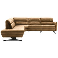 ECKSOFA in Echtleder Honig  258/286 cm  - Schwarz/Honig, Design, Leder/Metall (258/286cm) - Schöner Wohnen
