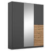 DREHTÜRENSCHRANK 136/197/54 cm,  in Eichefarben, Dunkelgrau, 3-türig  - Dunkelgrau/Eichefarben, MODERN, Holzwerkstoff (136/197/54cm) - Rauch Möbel