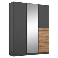 DREHTÜRENSCHRANK 136/197/54 cm,  in Eichefarben, Dunkelgrau, 3-türig  - Dunkelgrau/Eichefarben, MODERN, Holzwerkstoff (136/197/54cm) - Rauch Möbel