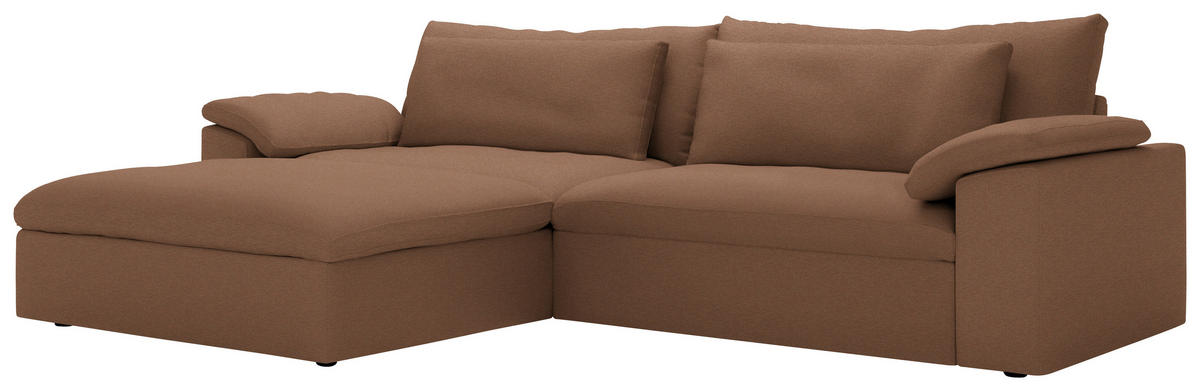 ECKSOFA  Chenille Altrosa  - Schwarz/Altrosa, Modern, Kunststoff/Textil (198/306cm) - Carryhome