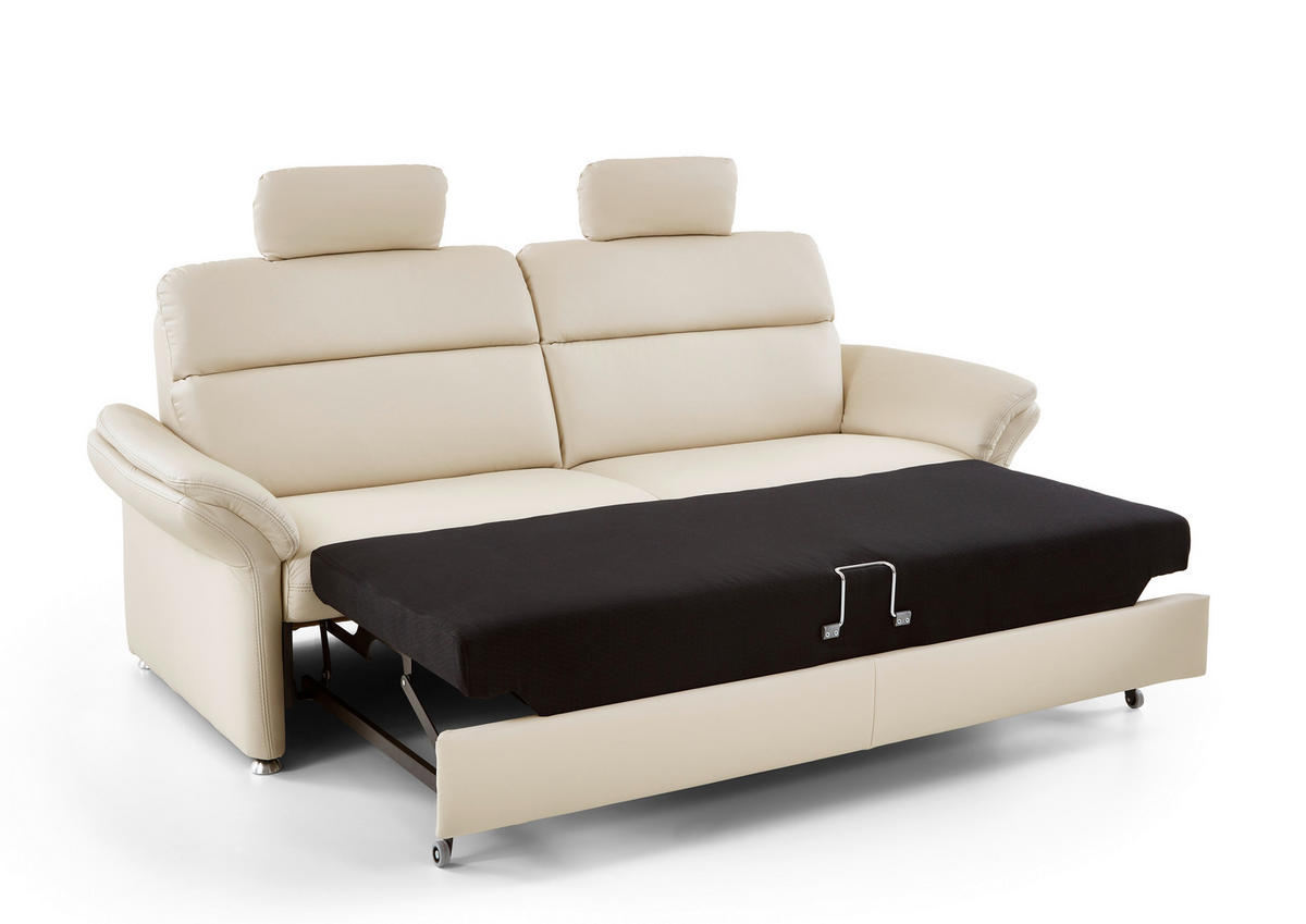 3-SITZER-SOFA in Echtleder Hellgrau  - Hellgrau/Alufarben, KONVENTIONELL, Leder/Metall (228/96/92cm) - Beldomo Premium