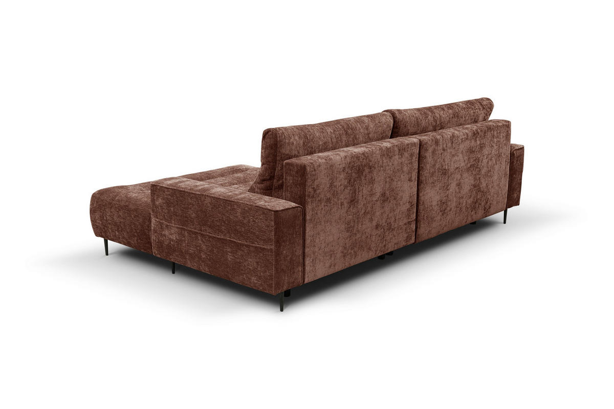 ECKSOFA PABLO Kupferfarben Struktur Rückenkissen, Bettkasten  - Schwarz/Kupferfarben, Design, Holz/Textil (260/160cm) - MID.YOU