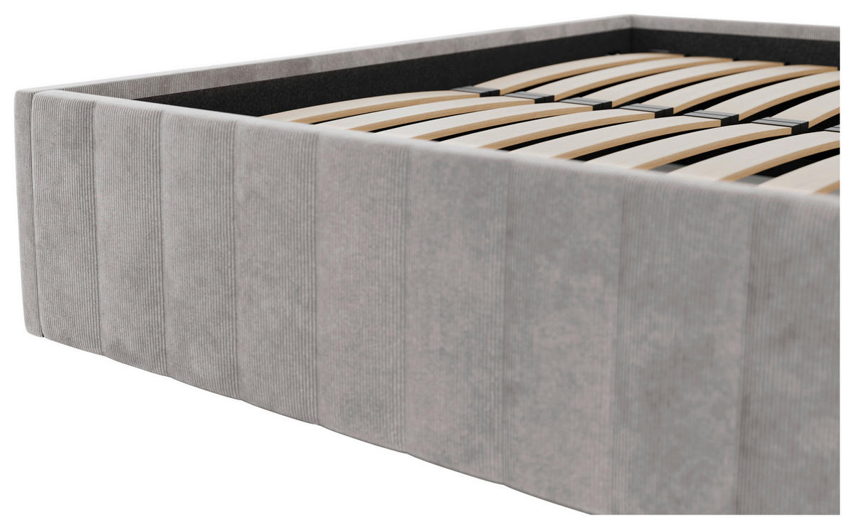 POLSTERBETT Bettkasten, Lattenrost 160/200 cm  in Hellgrau  - Hellgrau/Schwarz, Design, Holz/Textil (160/200cm) - Boxxx