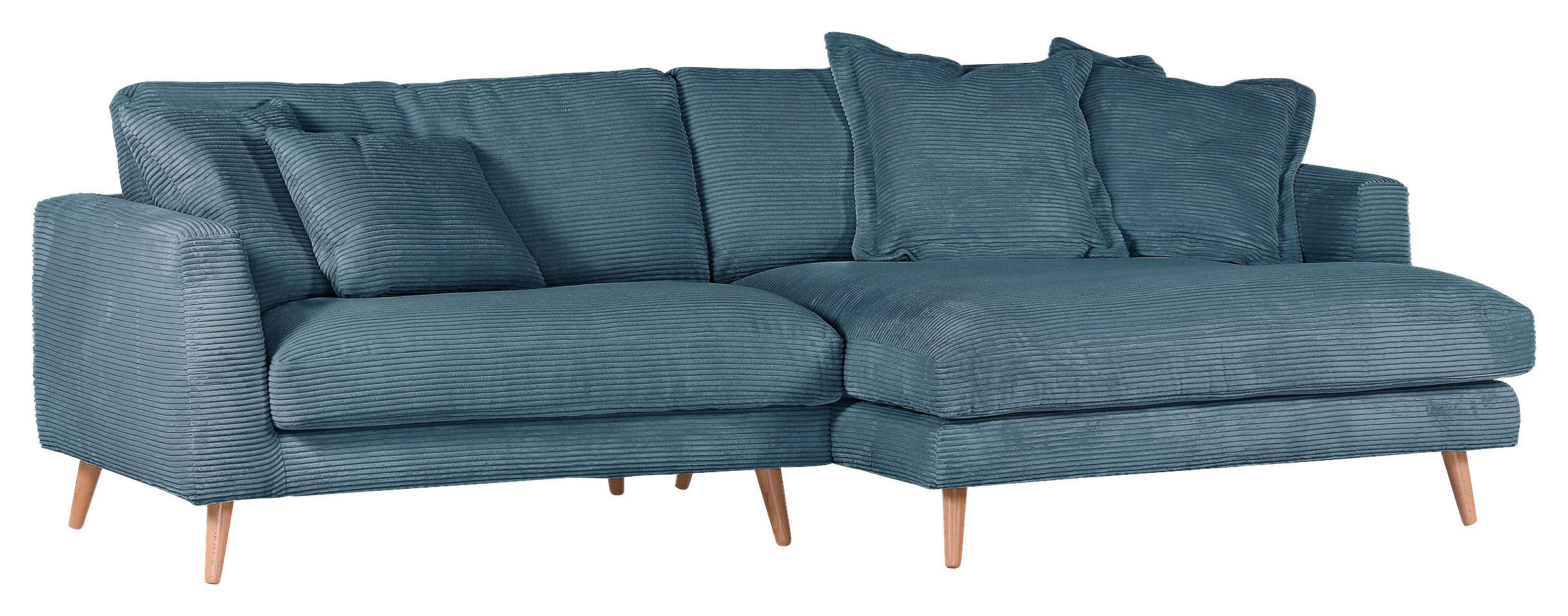 ECKSOFA Amaro Petrol Cord  - Petrol/Naturfarben, ROMANTIK / LANDHAUS, Holz/Textil (270/140cm) - Landscape