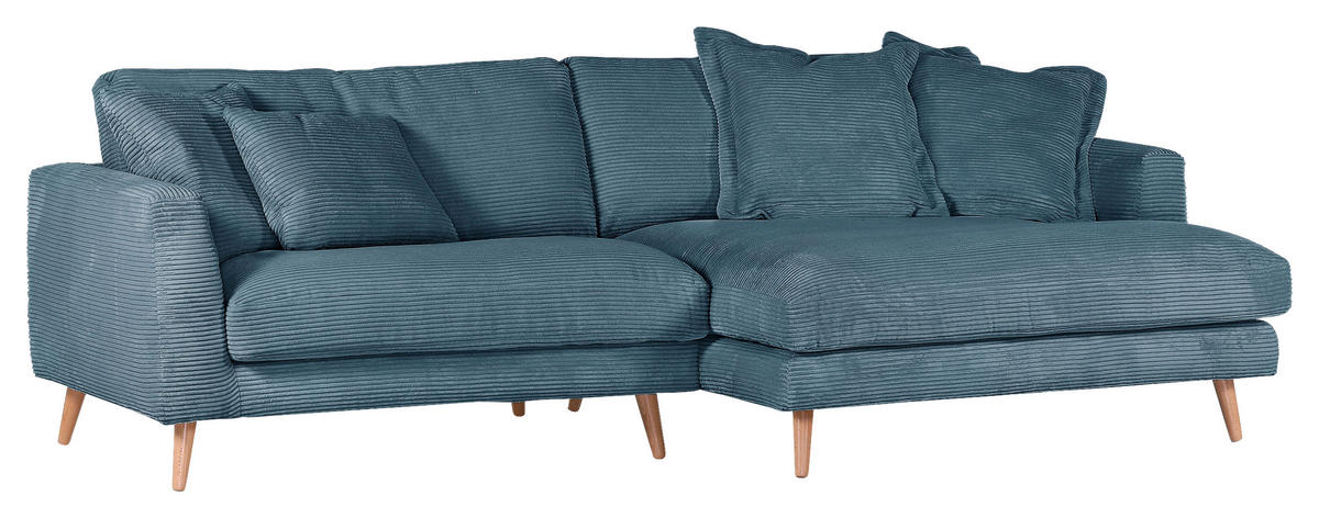 ECKSOFA Amaro Petrol Cord  - Petrol/Naturfarben, ROMANTIK / LANDHAUS, Holz/Textil (270/140cm) - Landscape