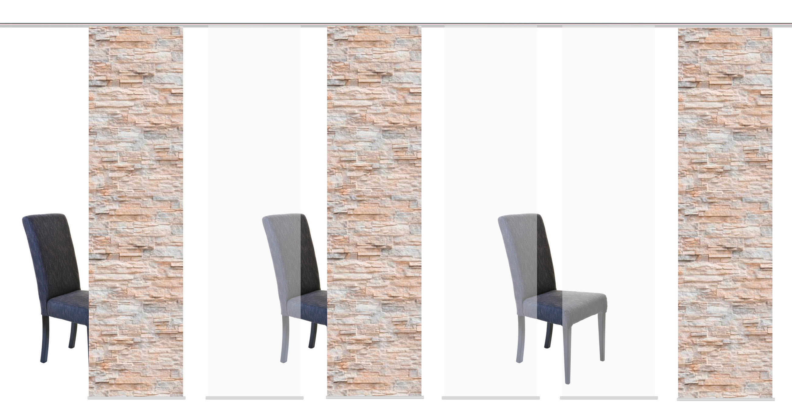 FLÄCHENVORHANG  6 Stück  halbtransparent   60/245 cm  - Naturfarben, Design, Textil (60/245cm)