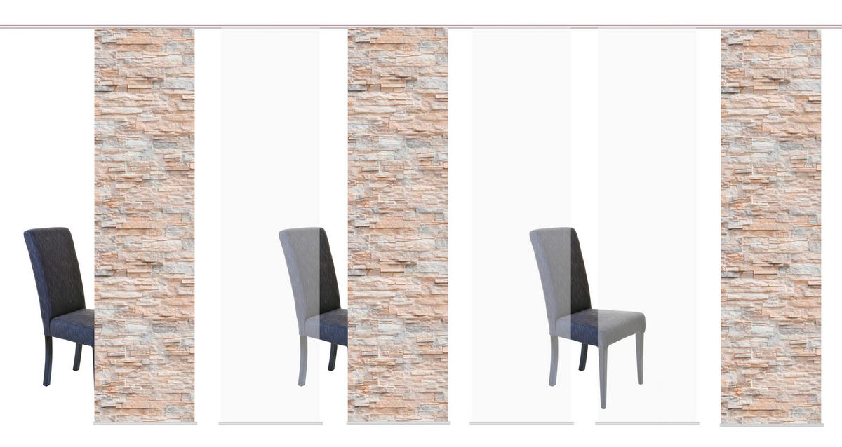FLÄCHENVORHANG  6 Stück  halbtransparent   60/245 cm  - Naturfarben, Design, Textil (60/245cm)