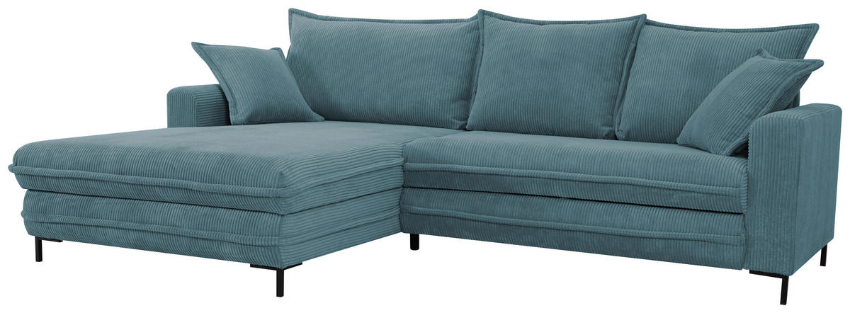 ECKSOFA  in Cord Blau  174/272 cm  - Blau/Schwarz, Design, Textil/Metall (174/272cm) - MID.YOU