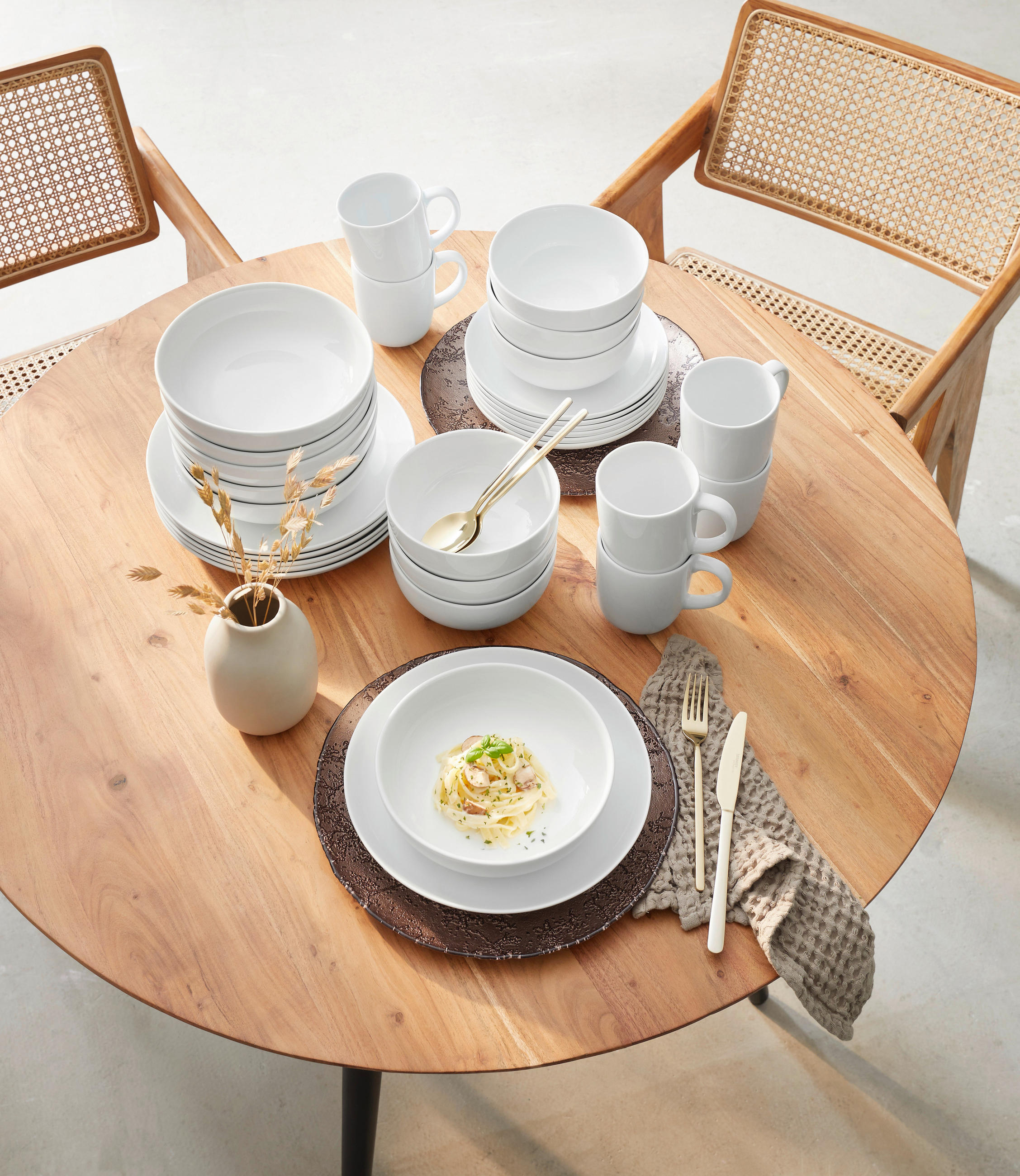 SERVICIU DE CAFEA 18 piese  - alb, Basics, ceramică - Novel