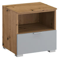 NACHTSCHRANK 40/42/42 cm  - Eichefarben/Alufarben, Trend, Holzwerkstoff/Metall (40/42/42cm) - Stylife