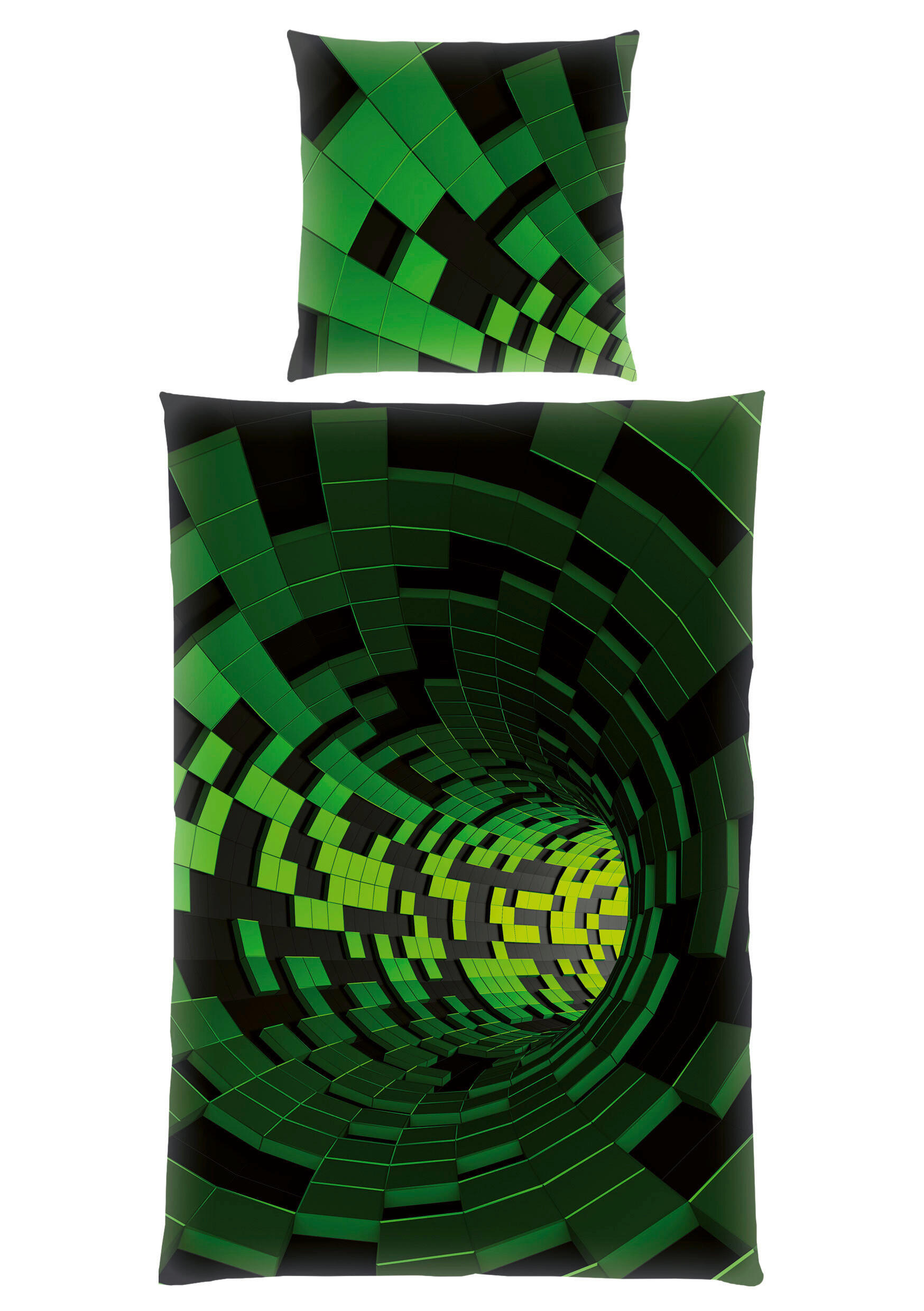 JUGENDBETTWÄSCHE Renforcé 135/200 cm  - Schwarz/Grün, Trend, Textil (135/200cm) - Herding