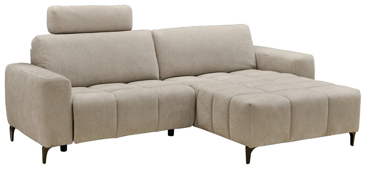 ECKSOFA in Chenille Beige  246/165 cm  - Beige/Schwarz, Design, Textil/Metall (246/165cm) - Carryhome