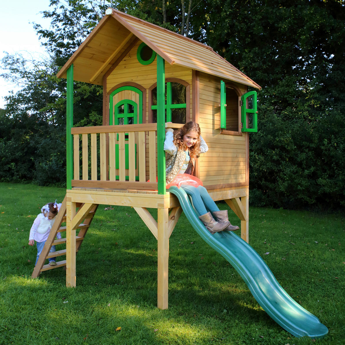 SPIELHAUS 318/272/191 cm  - Braun/Hellgrün, KONVENTIONELL, Holz (318/272/191cm) - Ambia Garden