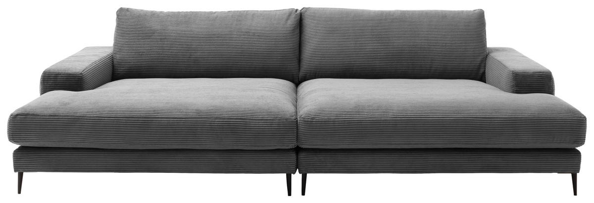 BIGSOFA in Cord Dunkelgrau  - Dunkelgrau/Schwarz, Design, Textil/Metall (296/83/177cm) - Dieter Knoll