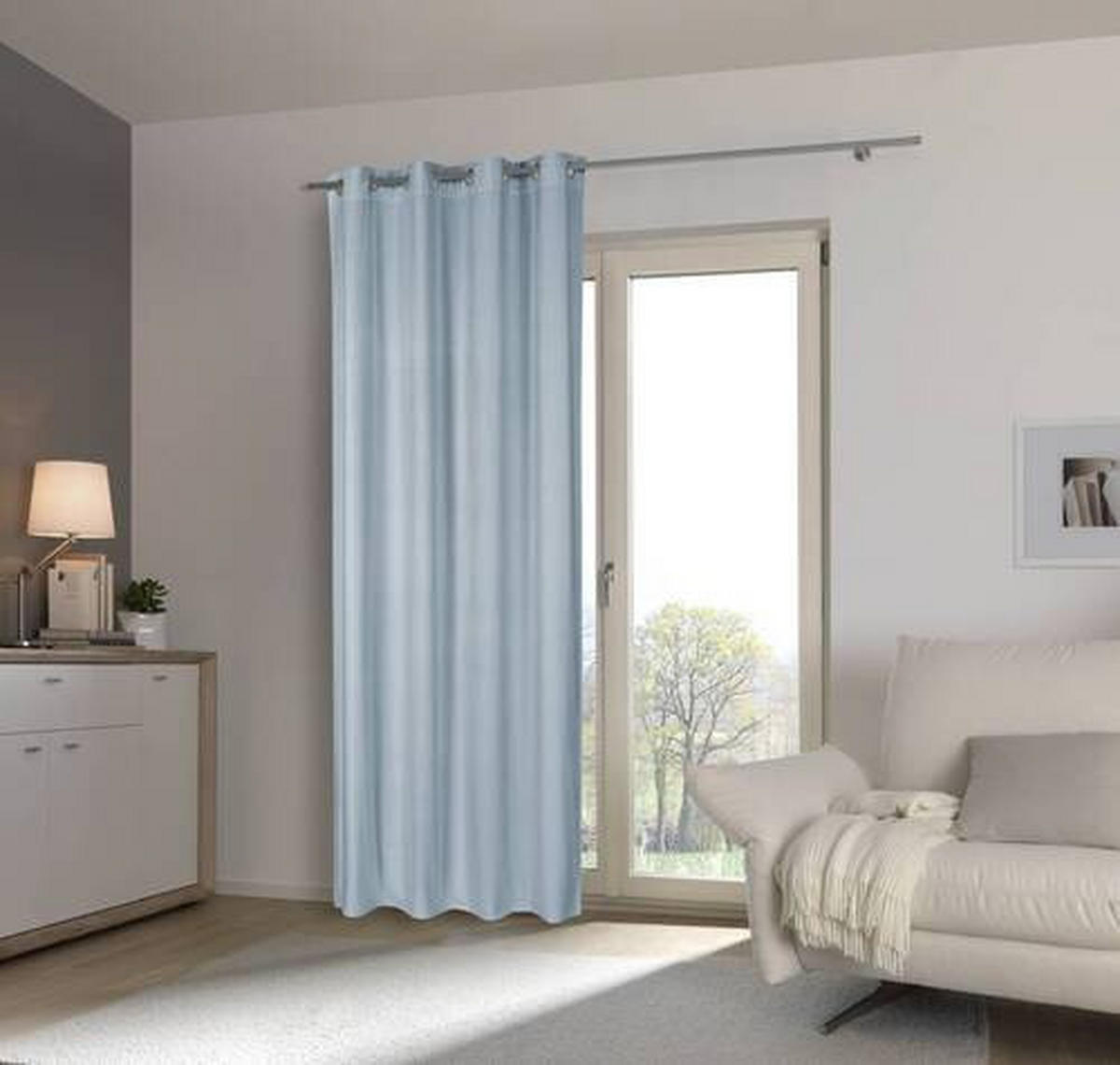 PERDEA CU INELE TIP CAPSĂ obscuritate  - albastru, Konventionell, textil (140/245cm) - Esposa