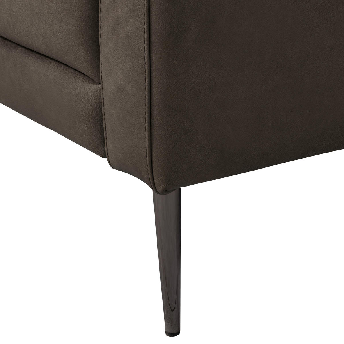 3,5-SITZER SPRING Echtleder Fango  - Fango/Schwarzchrom, Design, Leder/Metall (207/85/92cm) - Livetastic