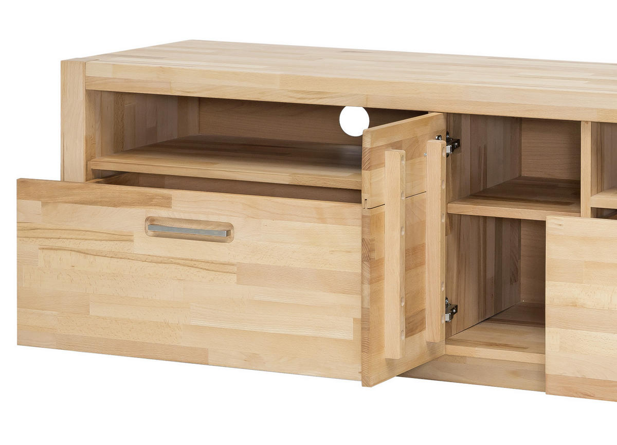 TV-ELEMENT  in 185/58/50 cm  - Buchefarben/Alufarben, Design, Holz/Metall (185/58/50cm) - MID.YOU