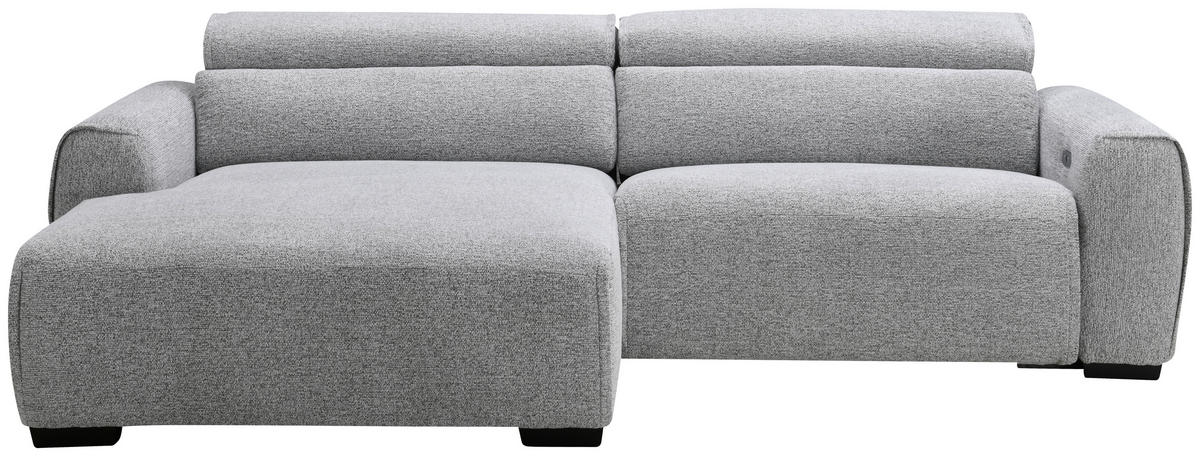 ECKSOFA Hellgrau Mikrofaser  - Hellgrau/Schwarz, Design, Textil/Metall (172/256cm) - Carryhome
