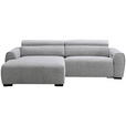 ECKSOFA in Mikrofaser Hellgrau  172/256 cm  - Hellgrau/Schwarz, Design, Textil/Metall (172/256cm) - Carryhome