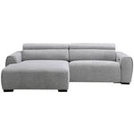ECKSOFA Hellgrau Mikrofaser  - Hellgrau/Schwarz, Design, Textil/Metall (172/256cm) - Carryhome