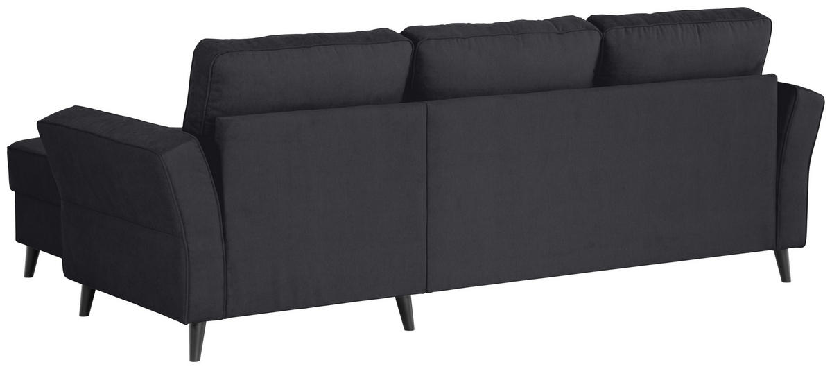 ECKSOFA in Velours Schwarz  - Schwarz, Konventionell, Holz/Textil (244/159cm) - Carryhome