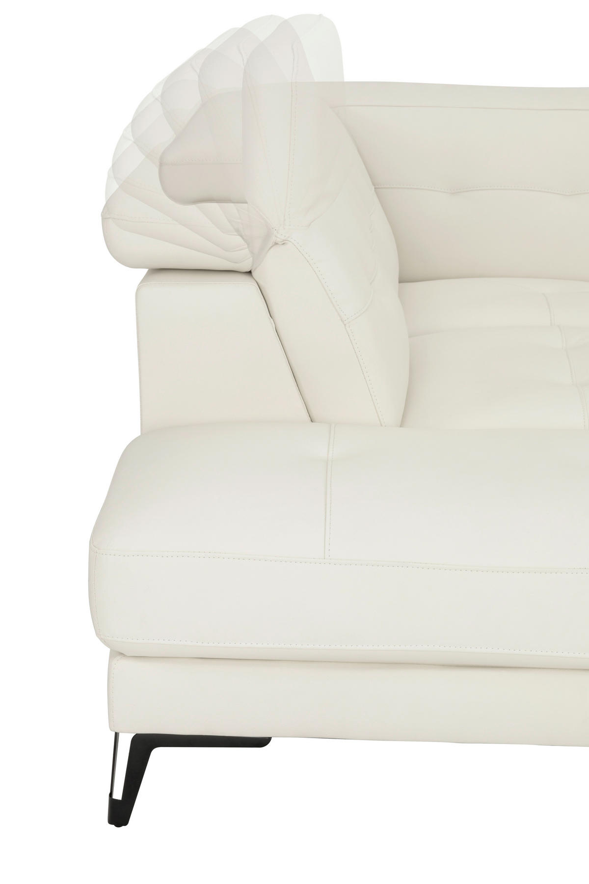 ECKSOFA Weiß Echtleder  - Schwarz/Weiß, MODERN, Leder/Metall (224/287cm) - MID.YOU
