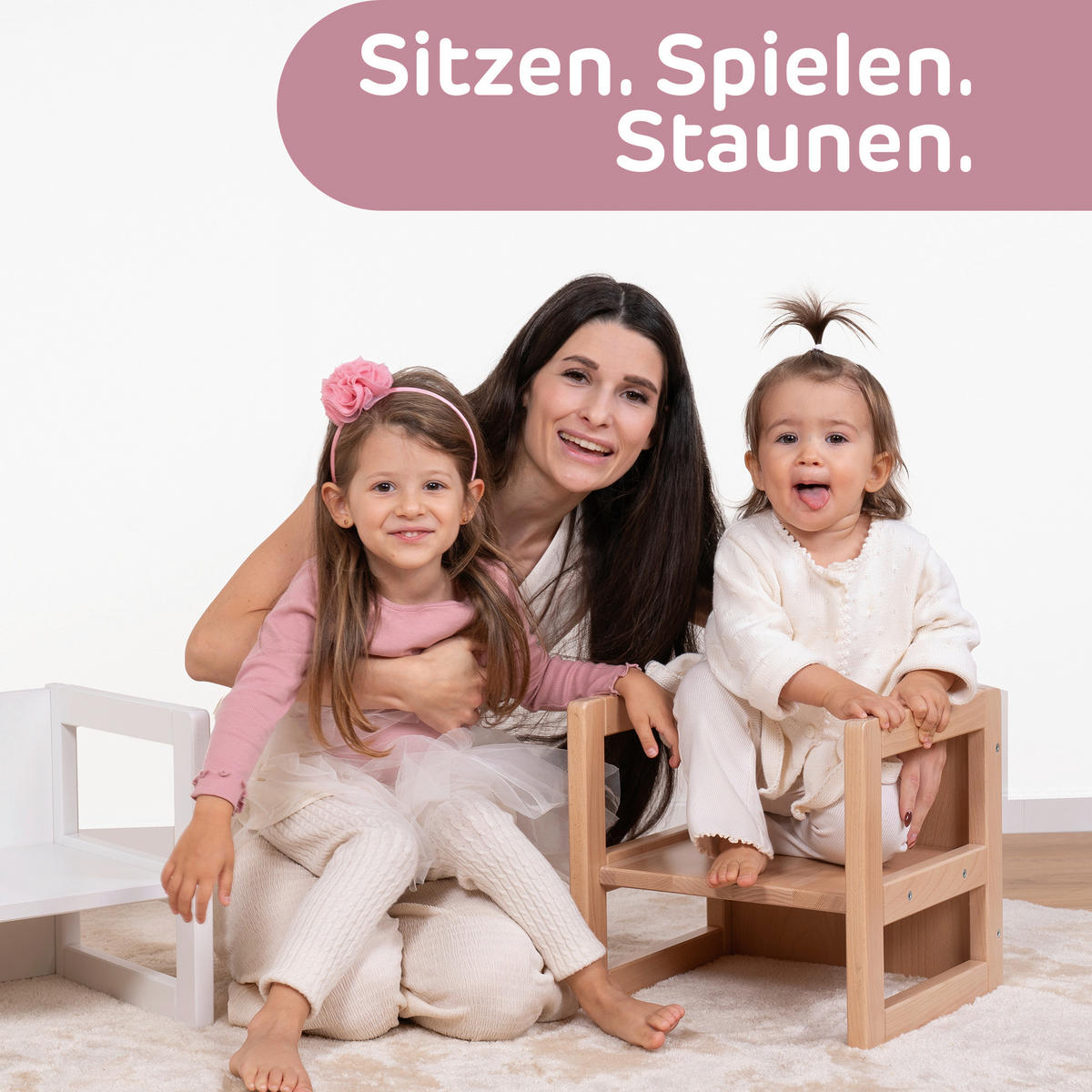 LERNTURM Littlefoot 3-in-1  - Beige, Basics, Holz (32/32/322cm) - Tobi
