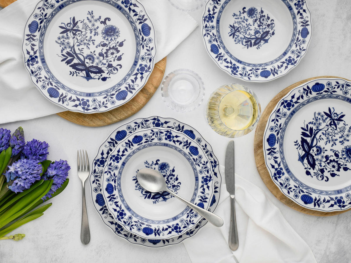 TAFELSERVICE Flora Zwiebelmuster 12-teilig  - Blau/Weiß, Design, Keramik - Creatable