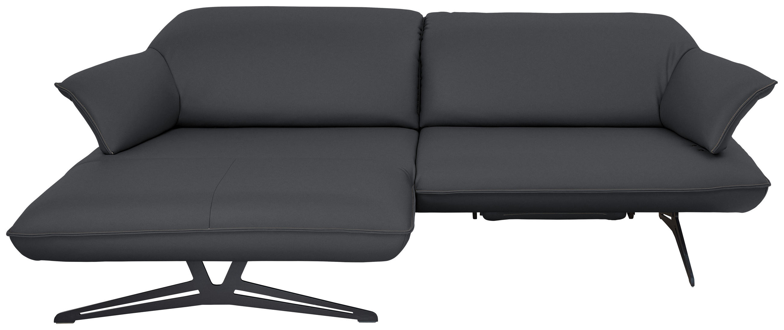 ECKSOFA in Echtleder Dunkelgrau  - Dunkelgrau/Beige, Design, Leder/Metall (169/252cm) - Koinor
