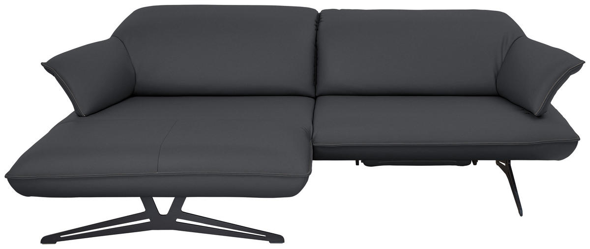 ECKSOFA in Echtleder Dunkelgrau  - Dunkelgrau/Beige, Design, Leder/Metall (169/252cm) - Koinor