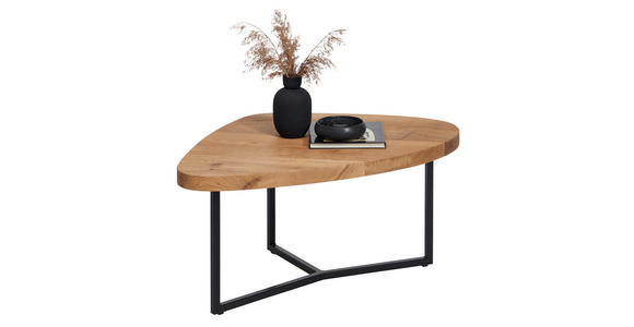 COUCHTISCH in Holz, Metall 100/100/38,5 cm  - Eichefarben/Schwarz, Natur, Holz/Metall (100/100/38,5cm) - Novel
