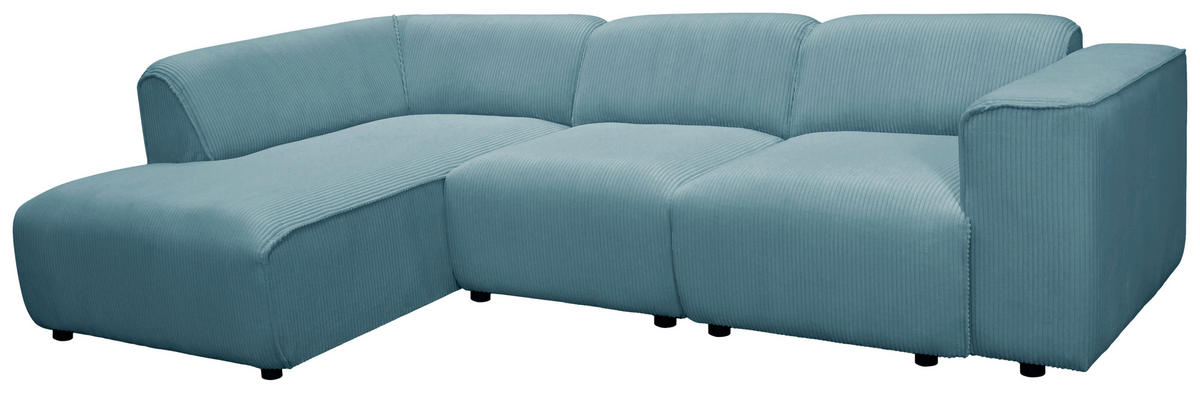 ECKSOFA ANTHONY Blau Cord  - Blau/Schwarz, Design, Kunststoff/Textil (163/275cm) - MID.YOU