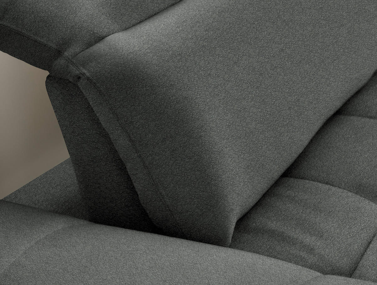 ECKSOFA in Chenille Anthrazit  - Anthrazit/Schwarz, Design, Textil/Metall (288/179-202cm) - Stylife