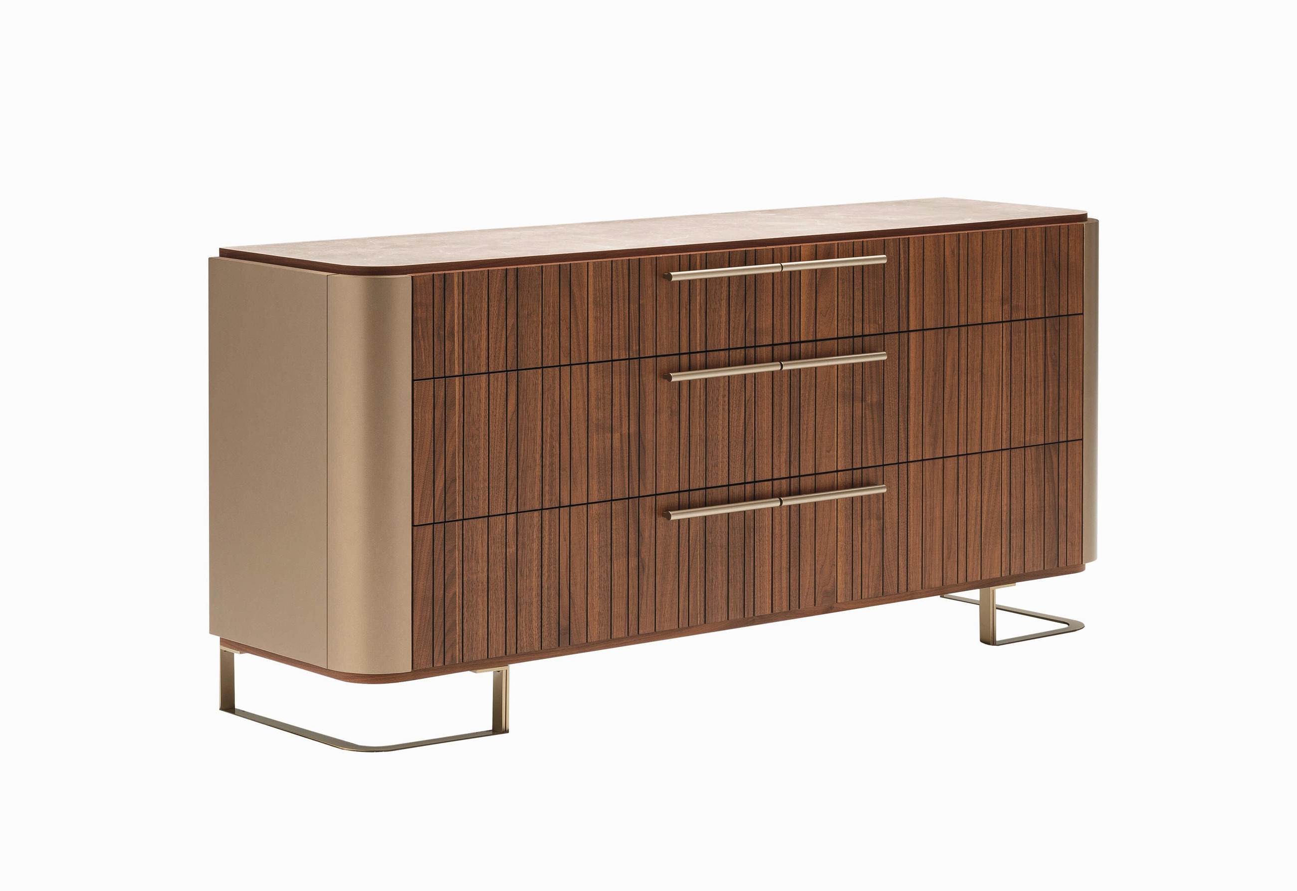 TÁLALÓSZEKRÉNY 178/83/48 cm  - Pezsgő/diószínű, Konventionell, kő/fém (178/83/48cm) - Novel