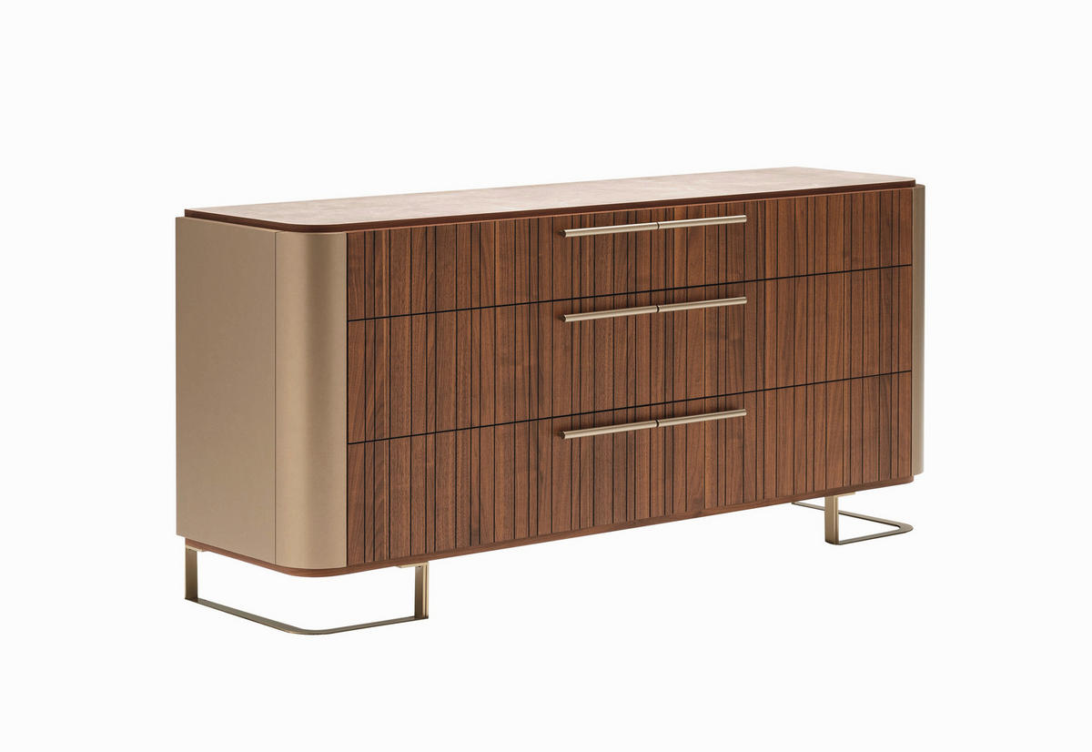 TÁLALÓSZEKRÉNY 178/83/48 cm  - Pezsgő/diószínű, Konventionell, kő/fém (178/83/48cm) - Novel