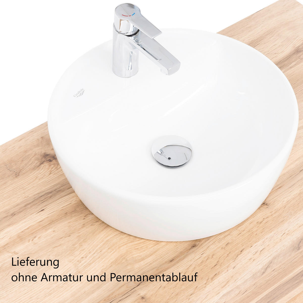 WASCHTISCHKOMBI 61 cm  - Eiche Wotan/Graphitfarben, Natur, Keramik/Holzwerkstoff (61cm) - Xora